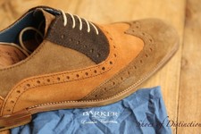 Barker Tan Brown Suede Oxford Brogue Shoes Mens UK 9.5 F US 10.5 EU 43.5