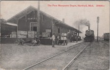 Pere Marquette Depot Hartford Michigan MI Railroad Station Postcard