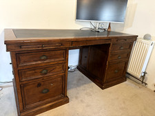 Pedestal Desk. Antique African dusk office desk,3 Drawer Filing Cabinet, chair