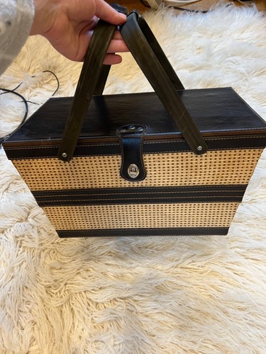 Vintage picnic basket with - vintage,