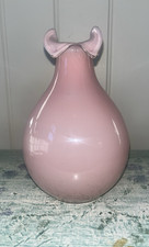 Vintage Opaline/ Milk Glass Vase Bulbous Hand Blown Art Glass