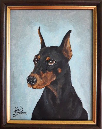 Doberman original oil - original,