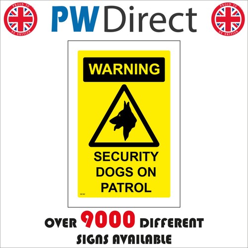 Sign warning security - warning, dogs