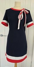 Vintage 1960s 1970s Air Hostess Fly The Flag style Red White Blue dress Size 12