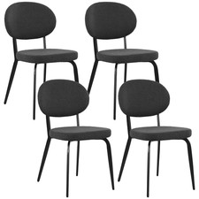 HOMCOM Set of 4 Sherpa Boucle Dining Chairs with Back, Black, Refurbished