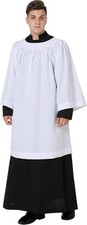 IvyRobes Premium White Round Neckline Surplice Church Liturgical Vestment Choir