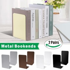 Heavy Duty Metal Book Ends Shelf Bookends Home Office School Shelves Pack of 4