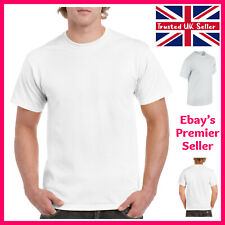 WHITE Mens Plain T-Shirt, Gildan Heavy Cotton Tee - New Value Blank T Shirt