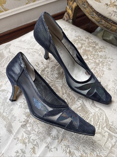 Navy blue leather court shoes - navy,