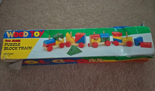 Vintage wood toy train pull - train,