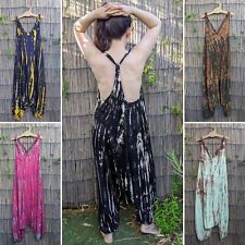 Tie dye jumpsuit hippy hippie boho festival drop crotch harem baggy dungarees