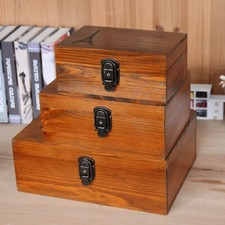 Wooden Storage Boxes Treasure Chest Keepsake Trinket Memory Storage Lockable UK