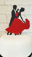 Elegant silhouette Ballroom Dancers sparkly dress Birthday Cake Topper