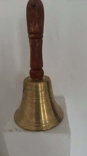 Classic brass bell - , hardwood