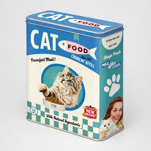 Retro cat food storage - storage, tin