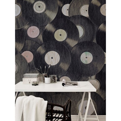 Musical vinyls mural retro - musical,