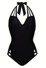 Halterneck Swimsuit Figleaves Costume Rene Underwired Strapping Non Padded  32DD