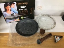 Rainberg 28CM Frying Pan with Lid, Granite Nonstick Frying Pans with Lid, Stone