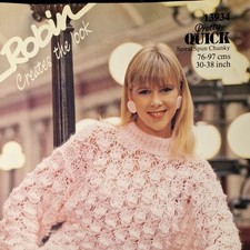 Original Robin 13934 Knitting Pattern Chunky Lacy Patterned Sweater 30-38" 
