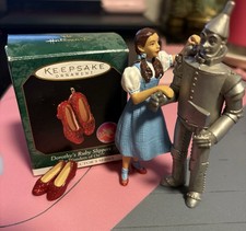 1998 HALLMARK DOROTHY'S RUBY SLIPPERS & TIN MAN And DOROTHY THE WIZARD OF OZ LOT