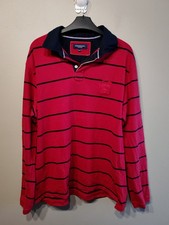 Studio Classics Collection Rugby Shirt XXL Red Navy Striped Long Sleeve Casual 