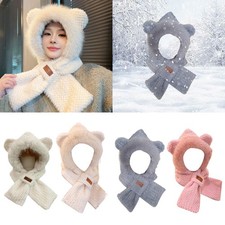 Plush Hooded Scarf Thick Warm