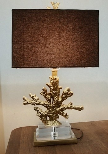 Gold coral table - coral, lamp