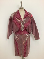 Vintage 80s Paulo Due Hoysens power suit denim 2 piece set skirt jacket #V3 @BRI