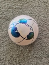 Heron Glass Lillypad Paperweight.  Iridescent White. Small 7cm