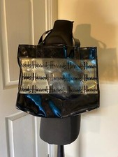Large Transparent PVC Harrods Black Repeated Logo Tote Shopping bag 