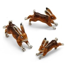 Saturno Silver and Enamel Hare  - Fully Hallmarked Sterling Silver