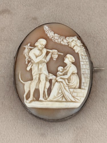 Antique shell cameo - cameo, pin