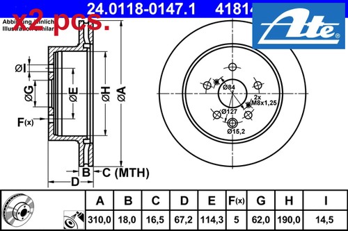 Pcs rear brake disc set - pcs,