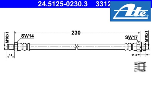 Brake caliper rear hose - at,
