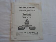 Ransomes vintage mower Junior Power gang Mower Original instructions and parts