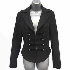 Zara TRF Vintage Military Jacket Size M *Fits 8 Womens Black Wool Felt *PLS READ