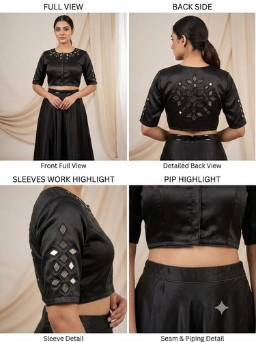 Black readymade mashru silk - black,