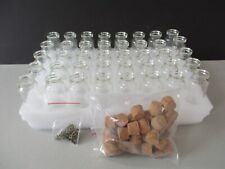 X40 Mini Clear Glass Bottles Jars Vials + Corks Stoppers & Screws Crafts Wedding