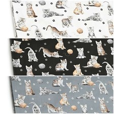 100% Cotton Fabric Cats Black