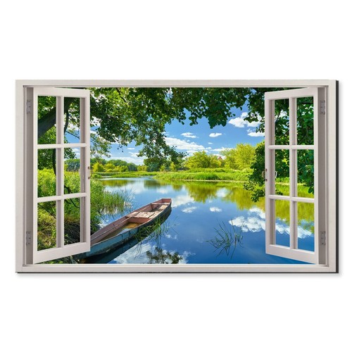 Blue lake boat green - boat,