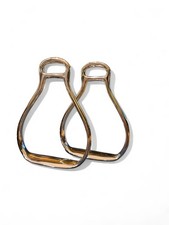 Pair Of Pear Shape Rocking Horse Stirrups Cast Brass 3" sole