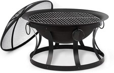 Large Outdoor Fire Pit Bowl with Grill & Spark Guard – 73cm Garden Heater BBQ
