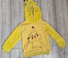 H&M Childrens Pokemon Pikachu Yellow Soft Fleece Hoody Size UK 4-6 Years