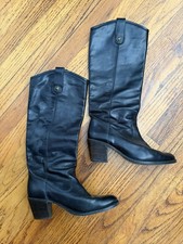 Frye Black Leather Knee High
