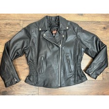 Interstate Leather Motorcycle Jacket Black Women’s Sz L Made in USA