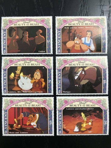 Disney postage stamps beauty - disney,