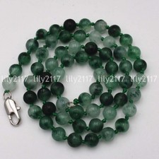 Fashion Natural 6mm Multicolor green Jade round Gemstone beads Necklace 18'' AAA