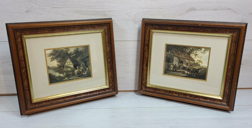 Pair george morland framed - pair,