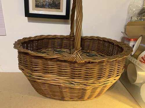 Vintage woven wicker basket - vintage,