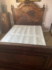 Antique Rosewood Ornate Double Bed Frame With Headboard Footboard And Base